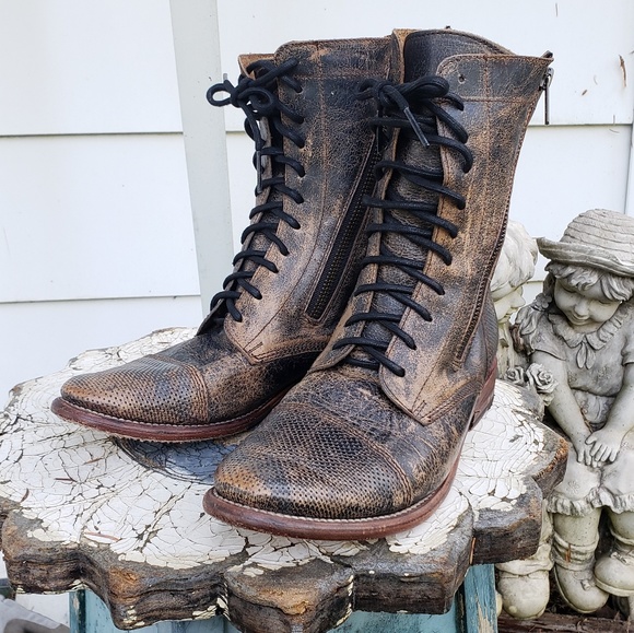 Bed Stu Combat Boots Distressed Brown Sabre 7 - Picture 2 of 8